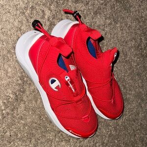 Champion Red Mesh Slip-On Sneakers with White Sole